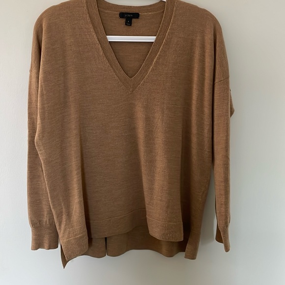 J Crew - camel v-neck sweater- small - Picture 2 of 8